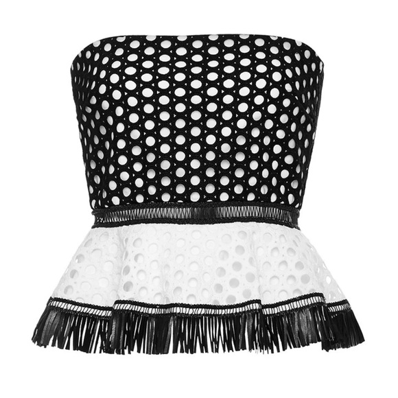 Alexis Tops - Alexis Black and White Peplum Blouse